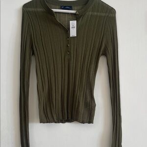 NWT GAP Forest Green Ribbed Long Sleeve Top